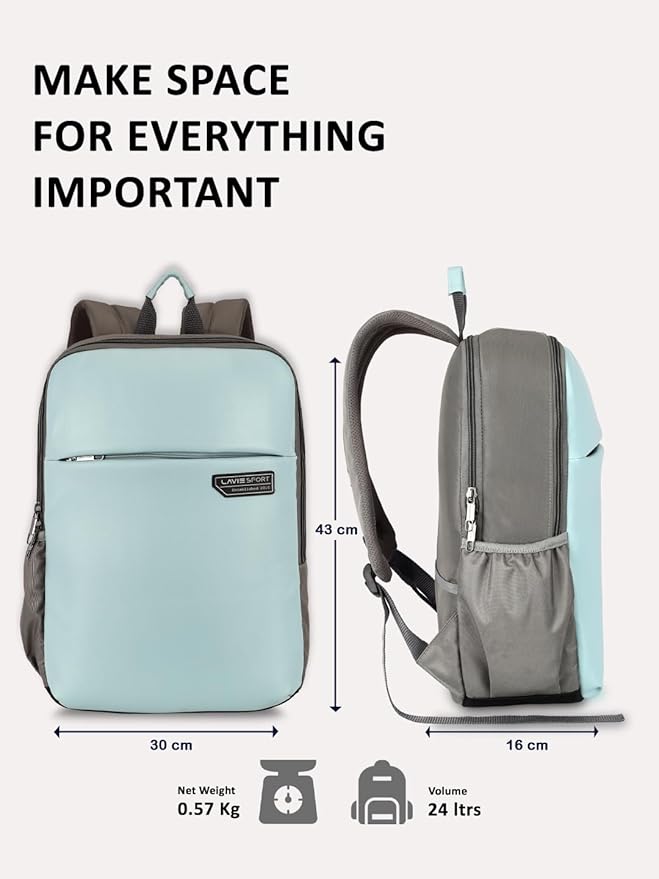 Lavie Sport Chairman 24 Litres Backpack with Padded Laptop Sleeve | Fits upto 14" Laptop | Polyster Business Backpack for Men & Women | Durable Office Bag | Upto 14 inch Notebook/MacBook Compatible
