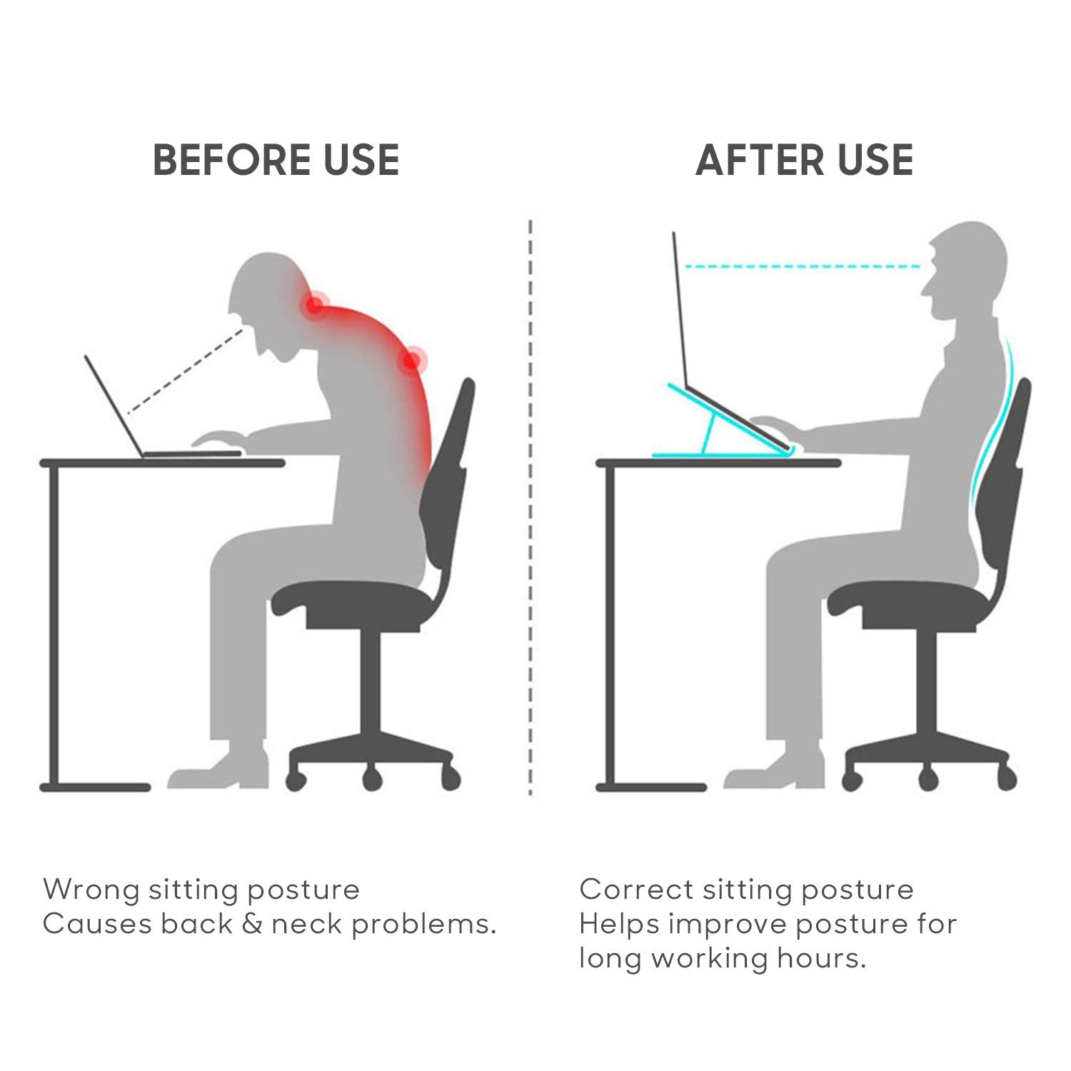 Tabletop Osgo - Adjustable Folding Laptop/Tablet Stand | Ideal tilt for Drawing/Writing/Viewing | Aluminum Finish | Suitable for Table/Desk/Bed |