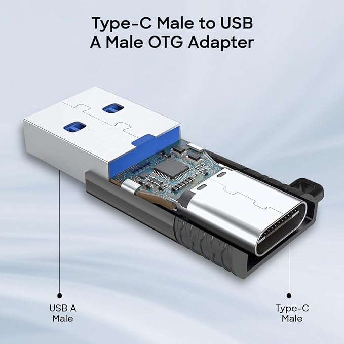 pTron Nexo USB Type C Female to USB 3.0 Male OTG Adapter, 5 Gbps High Speed Data Transfer, Compatible with Laptops/Tablets/Smartphones/Chargers, Sleek & Compact Design & Metal Alloy Build (Black)