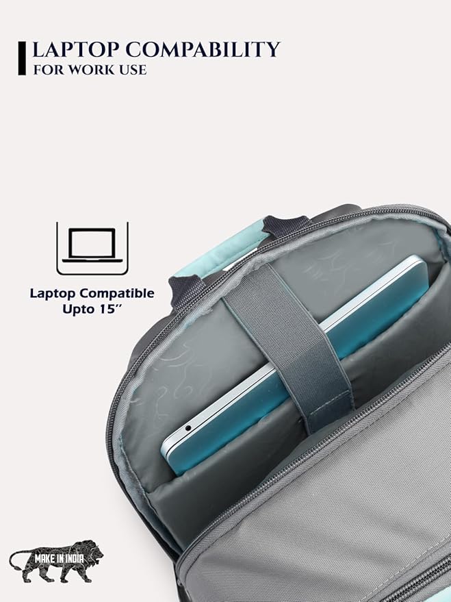 Lavie Sport Chairman 24 Litres Backpack with Padded Laptop Sleeve | Fits upto 14" Laptop | Polyster Business Backpack for Men & Women | Durable Office Bag | Upto 14 inch Notebook/MacBook Compatible