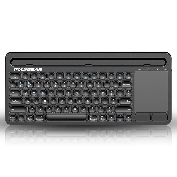 Bluetooth Keyboard with touchpad, Multi Device Bluetooth 5.0, Wireless for Laptop, Mobile, iPad with Touchpad, Rechargeable and Portable, Type-C Charging