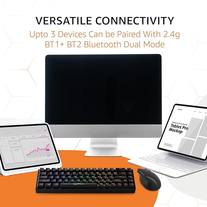 2.4 GHz Ergonomic Wireless Mouse for PC, Mac, Laptop | Dual 5.0 Bluetooth Mode | 4 Adjustable DPI Settings Up to 2400 | Shortcut Buttons | Multi Device Usage (Black)