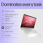 HP 15s, 12th Gen Intel Core i3-1215U (8GB DDR4, 512GB SSD) Anti-Glare, 15.6"/39.6cm,FHD, Win 11, MS Office 21, Silver, 1.69kg, fy5006tu/fd0751tu/fd0752tu, UHD Graphics, HD Camera, Dual Speakers Laptop