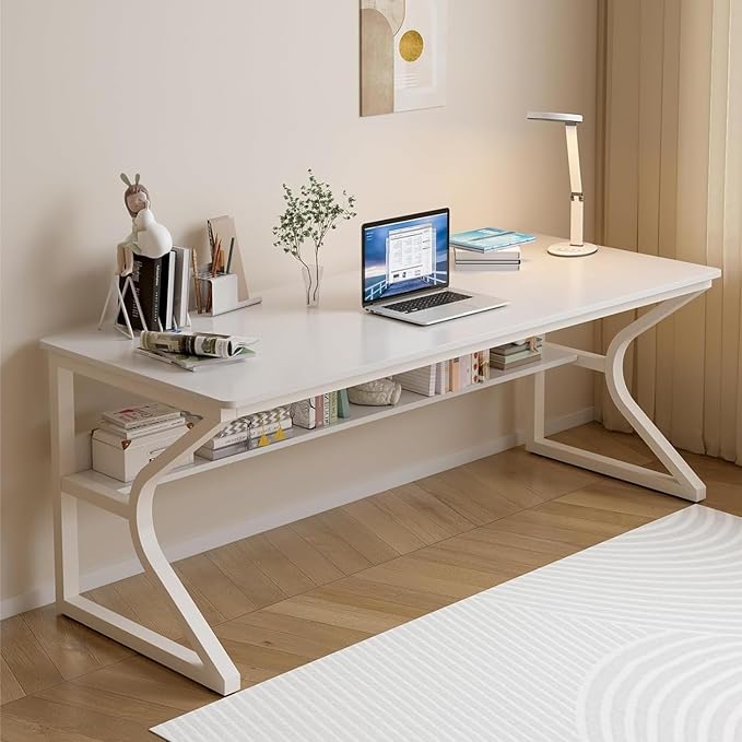 TEKAVO Kynes Computer Desk with Lower Shelf for Home & Office, Laptop Table, Study Table for Students & Adults, Modern Workstation - DIY (White, 120 CM)