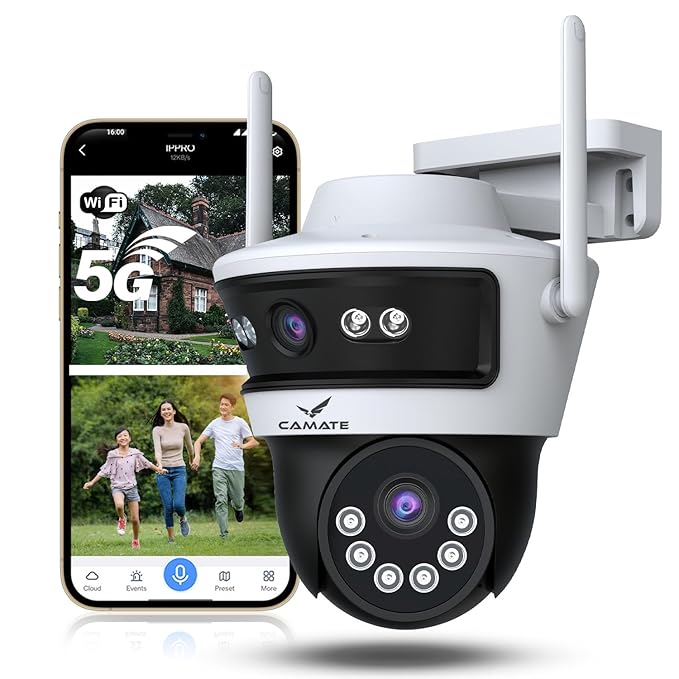 Dual-Lens (2.4/5 Ghz Wi-Fi Connectivity) Wireless CCTV Security Camera | Two Way Talk | Motion Detection | Colored Night Vision | Support 256 GB sd Card (WiFi Connectivity)