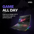Kreo Tundra 5 Fans RGB Laptop Cooling Pad with Dual USB Port, 5 Adjustable Height Angles with LCD Display and 10 RGB Modes for Gaming Laptop, Silent Cooling Pad with Under 21 dBA