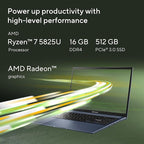 ASUS Vivobook 15, Smartchoice, AMD Ryzen 7 5825U, 16GB RAM, 512GB SSD, FHD 15.6", Windows 11, Office Home 2024, Quiet Blue, 1.7Kg, M1502YA-