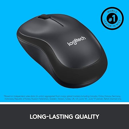Logitech M221 Wireless Mouse, Silent Buttons, 2.4 GHz with USB Mini Receiver, 1000 DPI Optical Tracking, 18-Month Battery Life, Ambidextrous PC/Mac/Laptop - Black